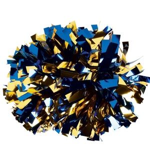 Metallic blue/metallic gold Pom poms